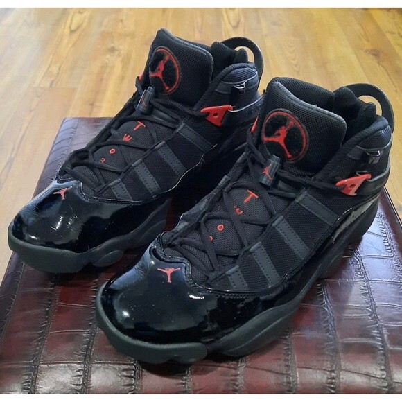 Size 10.5 - Jordan 6 Rings Black Anthracite Fire Red 322992-026 2024 - Picture 1 of 10